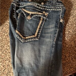 Miss Me Dark Blue Jeans with Silver Accents